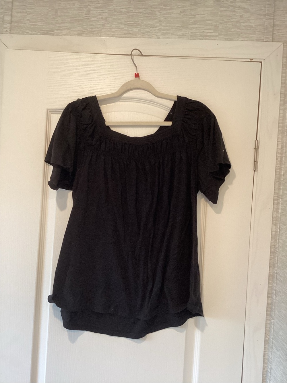 Time and Tru Black Short Sleeve Peasant Blouse 2XL EUC